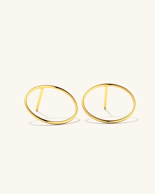 Stylish gold vermeil large earring studs for a trendy look.