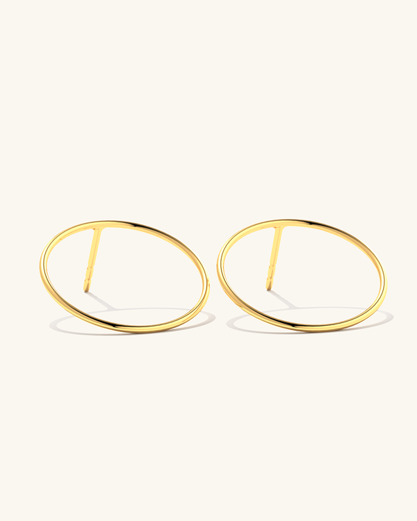 Stylish gold vermeil large hoop earring studs for a trendy look.