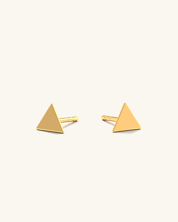 Gold Vermeil small triangle earring studs.